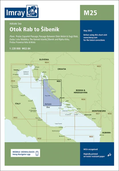 Imray Chart M25 Otok Rab to Sibenik