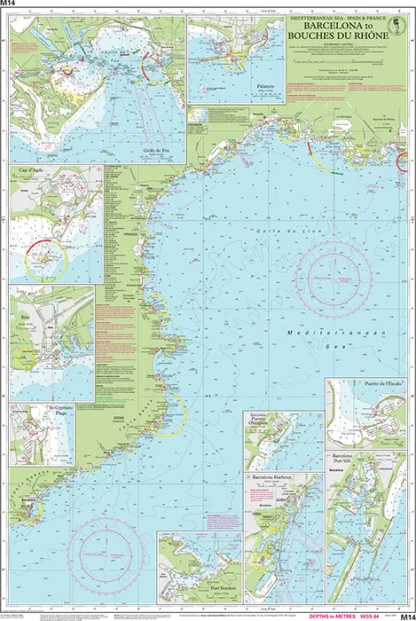 Imray Chart M14 Barcelona to Bouches du Rhône