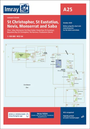 Imray Chart A25 St Eustatius, St Christopher, Nevis, Monserrat and Saba
