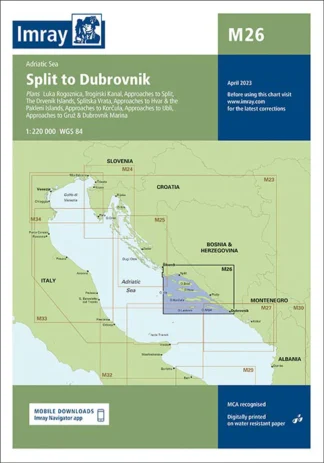 Imray Chart M26 Split to Dubrovnik