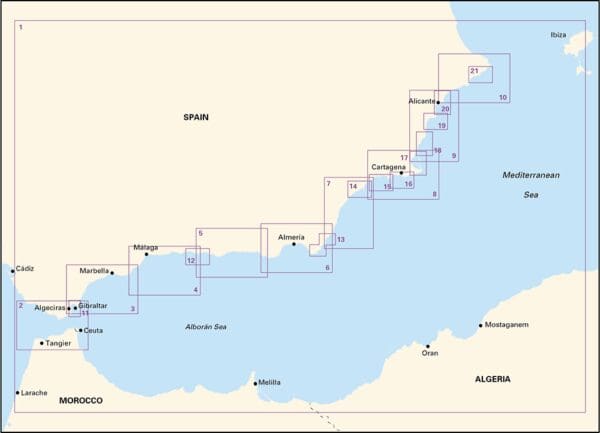 coverage of 3210 GIBRALTAR TO CABO DE LA NAO CHART PACK