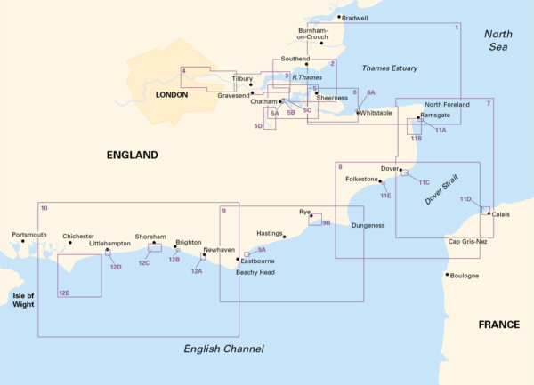 Coverage of Imray 2100 KENT AND SUSSEX COASTS CHART PACK
